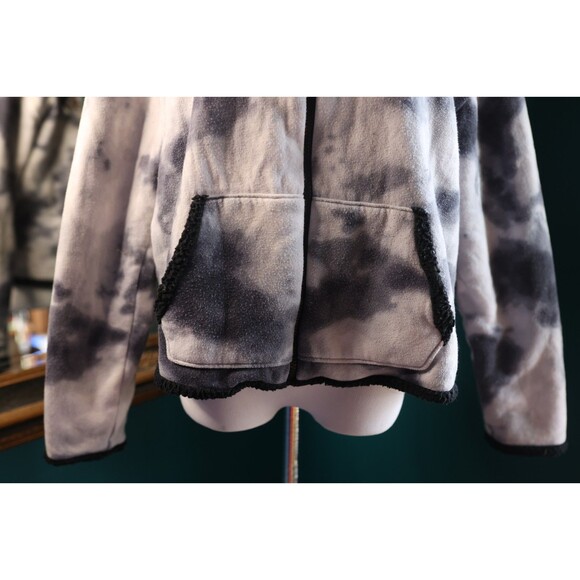 Victoria’s Secrets PINK Bling Sherpa Reversible Jacket Black White Tie Dye Sz S - Picture 4 of 12